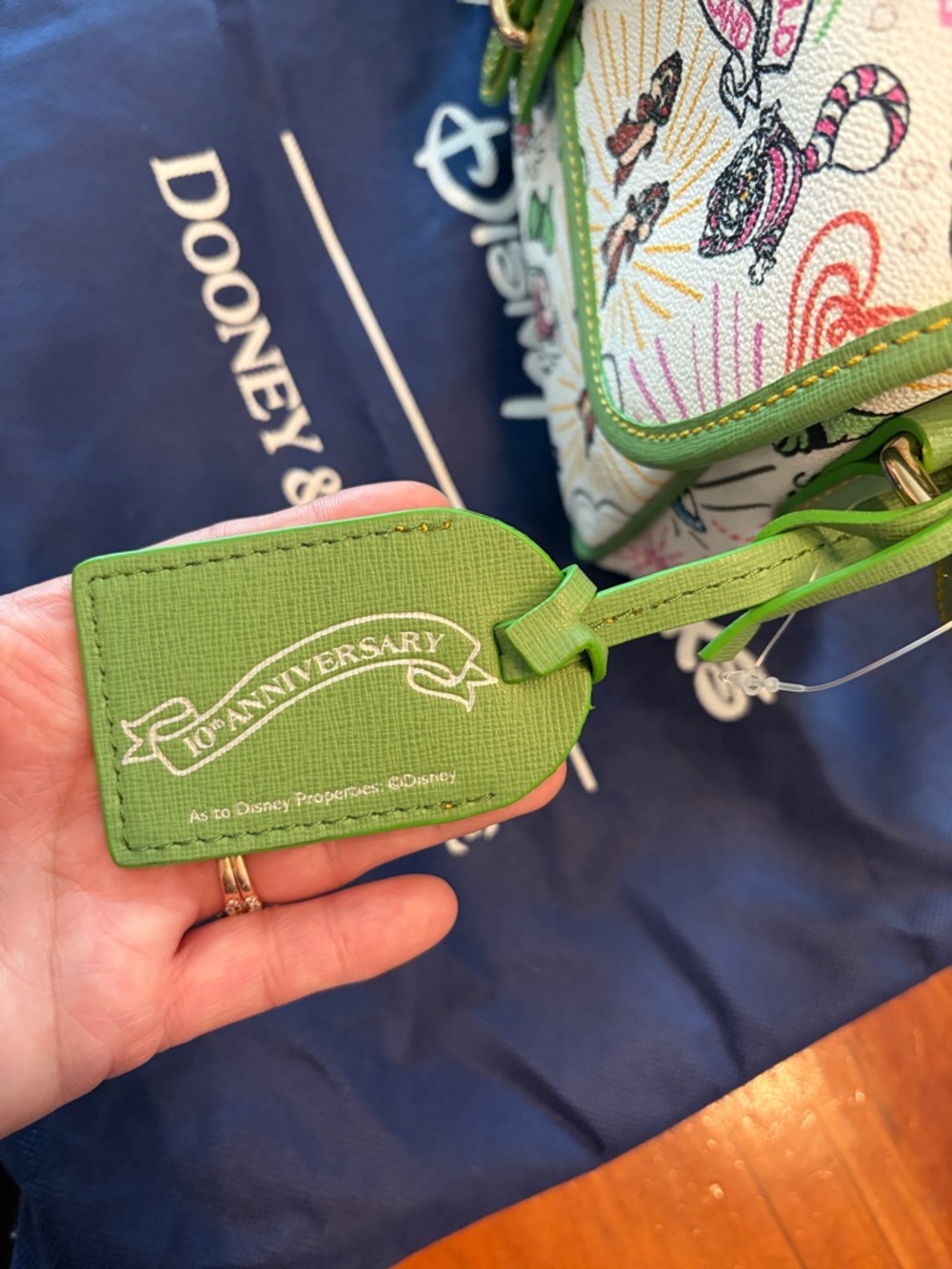 Dooney & Bourke White Multicolor Disney Character Shoulder Bag with Green Trim - Picture 15 of 16